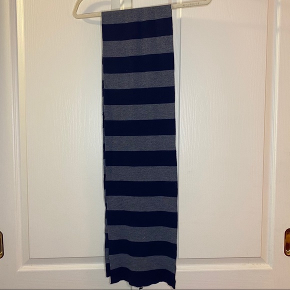 BCBGMaxAzria Navy and Grey Striped Scarf - Picture 1 of 3